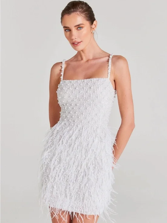 Nadine Merabi Carrie White Mini Dress - Picture 1 of 9